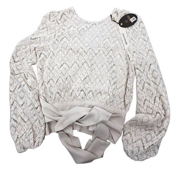 byTiMo The Crochet Top in Vintage SM Sheer Bow Trim Feminine Romantic NEW $388 - Picture 6 of 16